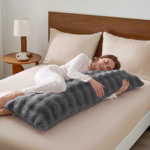 BEDELITE Faux Rabbit Fur Zippered Body Pillow Cover, 20x54 Long Pillow Case - Image 4