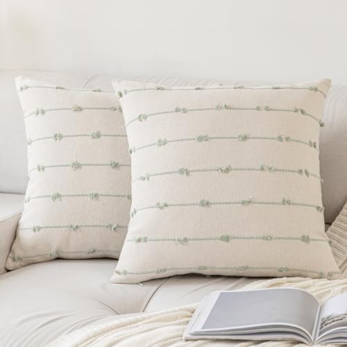 YEENAASY Boho Throw Pillow Covers 18x18 Set of 2 Farmhouse Pillow Cases by YEENAASY