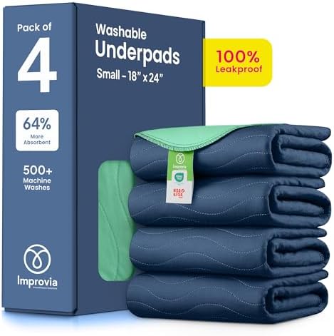 IMPROVIA® Washable Underpads, Heavy Absorbency Reusable Incontinence Pads by IMPROVIA