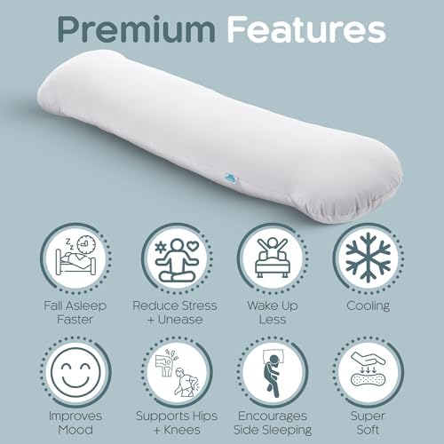 SleepCloud Weighted Body Pillow 8lbs, Cooling Tencel Cover, 48” x 14” XL - Image 3