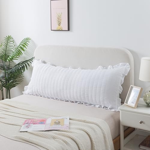 H Household Seersucker Body Pillowcases, 20x54 inches Long Pillowcase Ruffled - Image 2