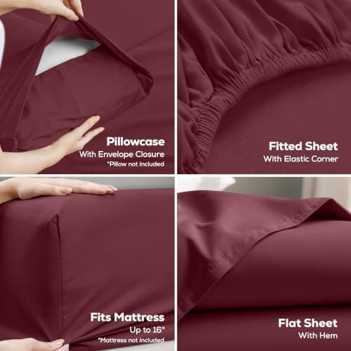 Queen Sheets Set, 4 Pieces 16" Deep Pocket Hotel Luxury Bedsheets - Image 3