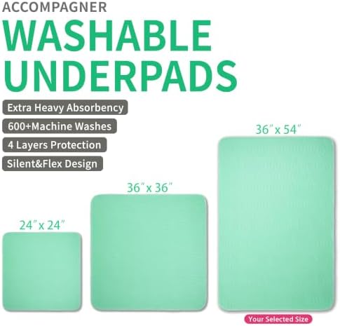 Accompagner Incontinence Bed Pads Washable Waterproof, Ultra-Absorbent Reusable - Image 4