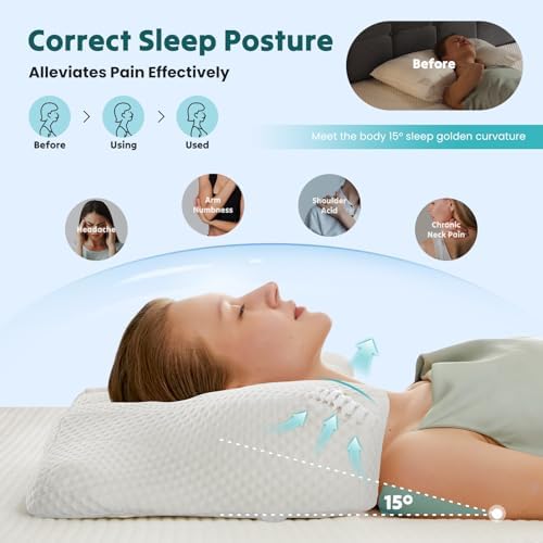 Sweetcrispy Cervical Pillow for Neck Pain Relief, Cooling Memory Foam - Image 6
