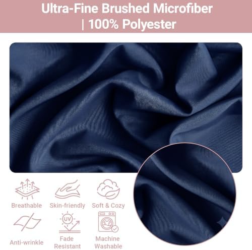 Set of 2 Brushed Microfiber Ruffle Pillow Cases Standard Navy Blue - Image 2