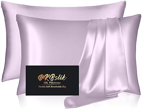 Silk Pillowcase 2 Pack, Natural Mulberry Silk Pillow Case, Anti Acne Silk by HOME