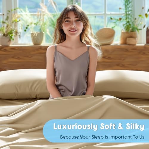 SONORO KATE 1000 Series 100% Egyptian Cotton Queen Sheets, Extra Deep Pocket - Image 5