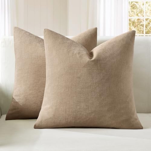 MIULEE Light Brown Chenille Couch Throw Pillow Covers by MIULEE