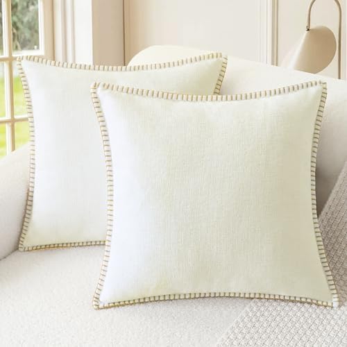 CaliTime Decorative Couch Throw Pillow Covers 18 X 18 Inches Cream by CaliTime