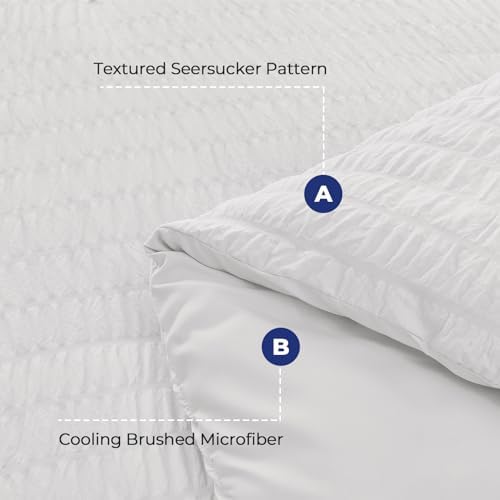 HYMOKEGE White Oversized Queen Comforter Set Seersucker 7 Pieces, All Season - Image 4