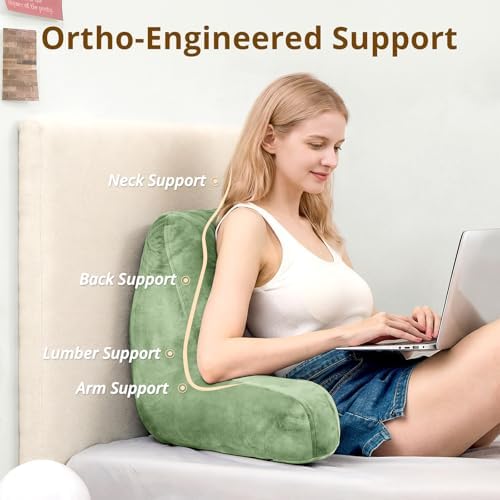 Sasttie Reading Pillow for Bed, Back Pillow for Sitting Up, Sage Green - Image 2