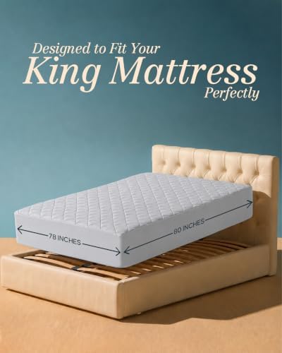 King Mattress Pad, Quilted Mattress Protector Topper fits 16" Deep Pocket - Image 2