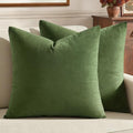 MIULEE 24x24 Inch Pack of 2 Euro Velvet Throw Pillow Covers Moss Green by MIULEE