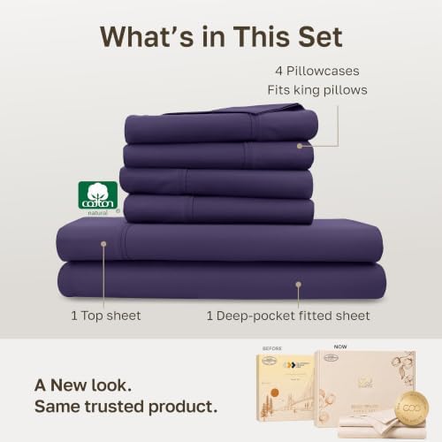 California Design Den 100% Cotton Sateen King Bed Sheets Deep Pocket Set - Image 3