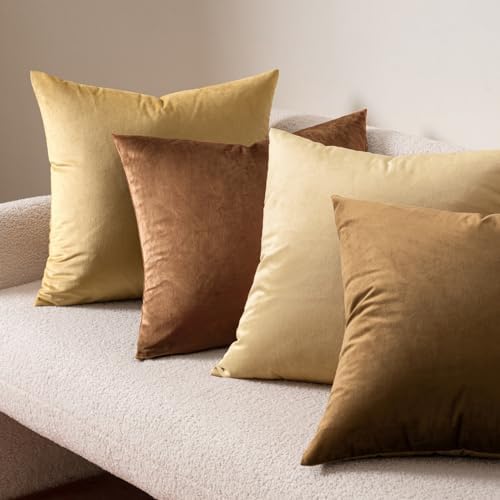 MIULEE Velvet Throw Pillow Covers 20x20 Inch Pack of 2 Chocolate - Image 3