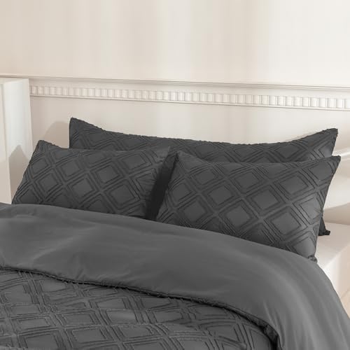 JELLYMONI Grey Grid Tufted Pillowcases Standard Size - Image 6