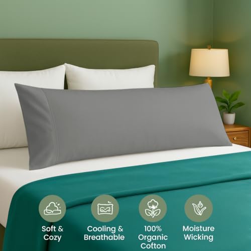 Cotton Delight Organic Cotton Body Pillow Cover 20x48 – 600 Thread Count Sateen - Image 2