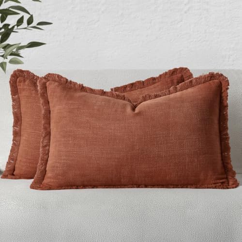 MIULEE Linen Decorative Fall Lumbar Throw Pillow Covers Late Autumn 12x20 by MIULEE