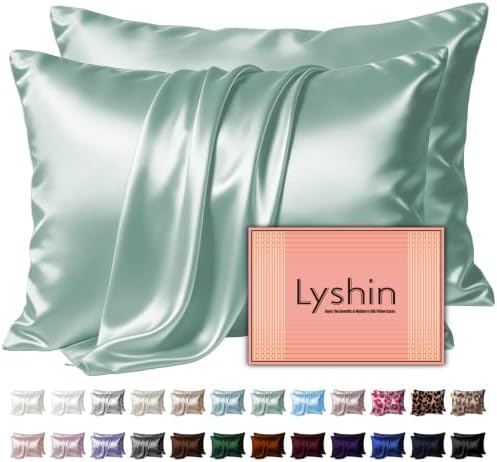 LYSHIN Silk Pillow Cases 2 Pack Queen Size by LYSHINSILKPILLOWCASES