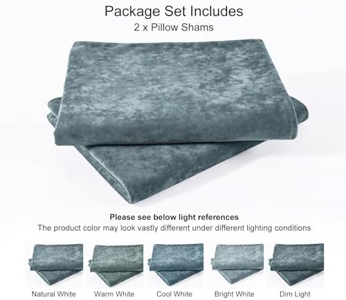 PHF Truly Velvet Pillowcases Standard Size 20"x26", Stormy Blue, No Insert - Image 5