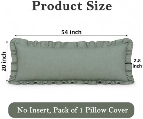 JoraLion Ruffled Body Pillow Cover 20x54 Solid Green - Image 4