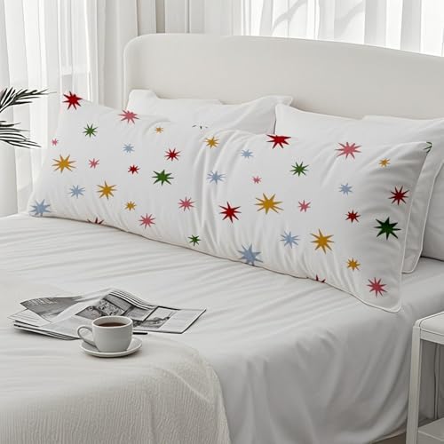 Boho Colorful Stars 20x54 Body Pillow Cover, Mid Century Modern Decorative Long - Image 4