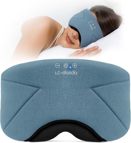 Sleep Mask with Headphones Bluetooth 5.4, LC-dolida Soft Bamboo Cotton Wireless by LC-dolida