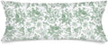 Sage Green and White Porcelain Floral Lumbar Pillow Cover 14x36 Long Body by Unknown