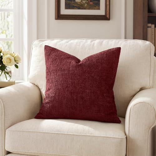 MIULEE Christmas Couch Pillow Covers Textured Chenille 18x18 Burgundy - Image 7