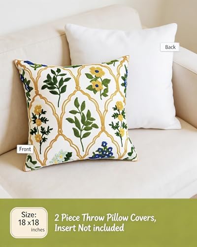 Alysheer Floral Embroidered Throw Pillow Cover 18"x18" - Image 4