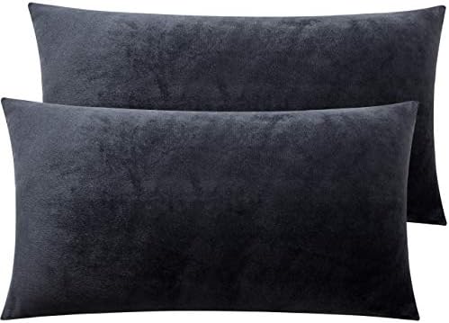 NTBAY King Velvet Pillowcases, Charcoal Grey by NTBAY