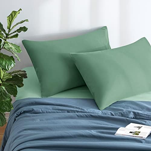 MILVOWOC Brushed Microfiber Queen Pillowcases, Dark Green, 20x30 Inch - Image 2