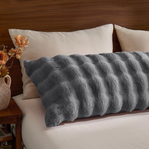 BEDELITE Faux Rabbit Fur Zippered Body Pillow Cover, 20x54 Long Pillow Case - Image 3