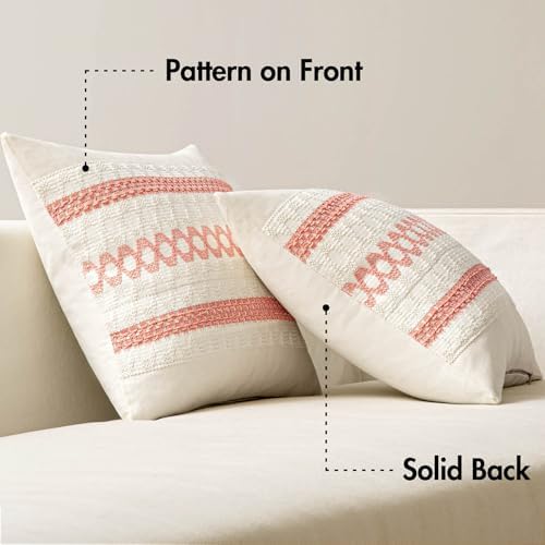 MIULEE Set of 2 Coral Red Boho Decorative Pillow Covers 20x20 Inch - Image 6