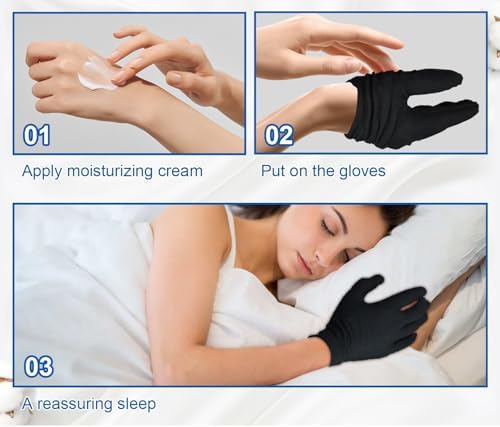 3 Pairs Cotton Gloves for Dry Hands Sleeping, Soft Sleep Gloves for Eczema - Image 5