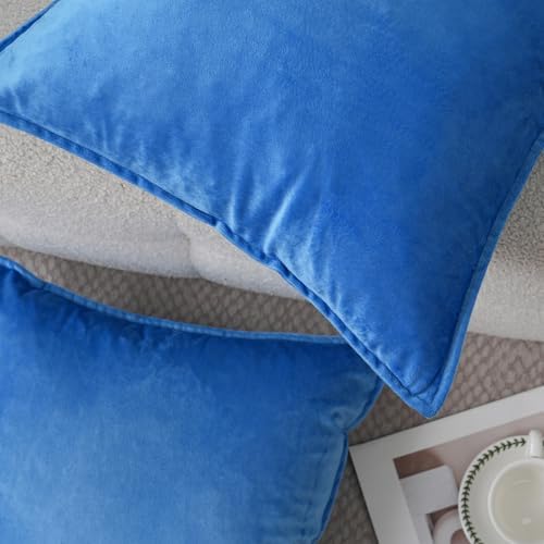 Velvet Royal Blue Throw Pillow Covers 24”x24”Pack of 2 Soft Decorative - Image 2