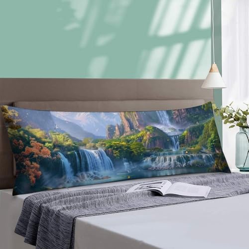 Lake Waterfall Body Pillow Cover Forest Pillowcase - Image 4