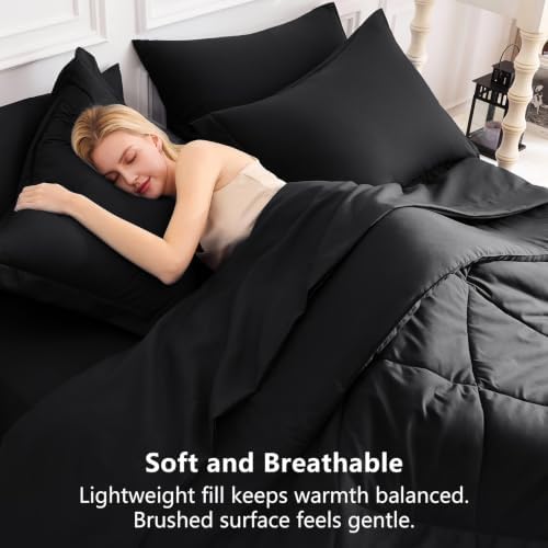 CozyLux Twin Comforter Set 68"x88" Black - Image 4
