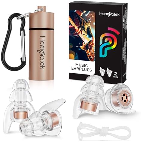 Hearprotek Concert Ear Plugs, 2Pairs Reusable high Fidelity Musician Ear Plugs by Hearprotek