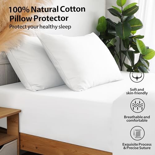 100% Cotton Zippered Pillow Protectors Queen Size - Image 3