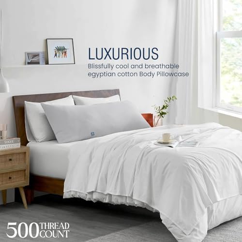 Body Pillow case with Zipper Closure 100% Egyptian Cotton 500 Thread Count Pack - Image 3