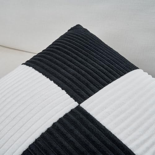 Fancy Homi Set of 2 Black White Big Decorative Throw Pillow Covers 24x24 Inch - Image 3