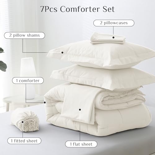 JOLLYVOGUE Queen Comforter Set, Ultra-Soft Bed in a Bag Queen Size 7 Pieces - Image 5