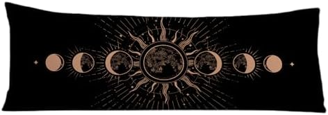 Mystical Boho Moon Phases Body Pillow Covers 20x54, Witchy Celestial Sun and by Exqcom