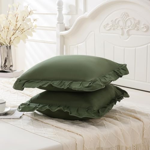 Merryword Olive Green Pillowcases 18x18 Cute Throw Pillow Covers Pack of 2 - Image 5