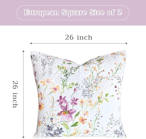 Lady Ann Cotton Quilted Throw Pillow Covers Set, Botanical & Wild Floral - Image 2