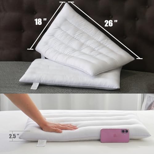 2 Pack Thin Pillow for Stomach and Back Sleeper Low Pillow Flat Bed Pillow Flat - Image 6