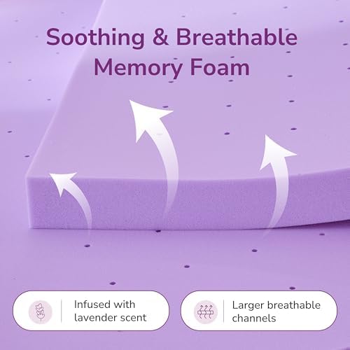 MLILY 3 Inch Queen Lavender Infusion Memory Foam Mattress Topper - Image 3