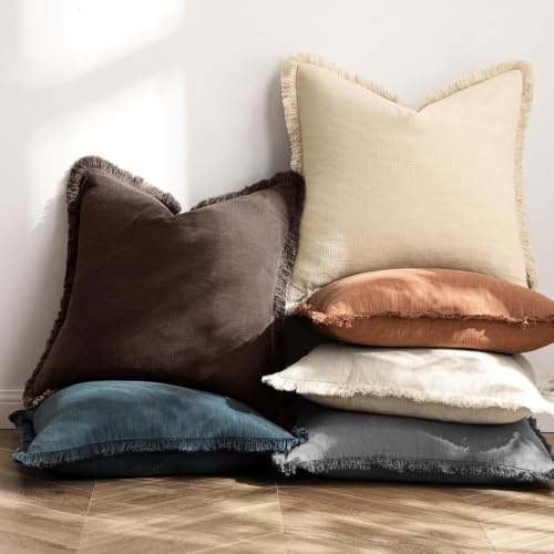MIULEE Linen Decorative Fall Lumbar Throw Pillow Covers Dark Brown 12x20 - Image 6
