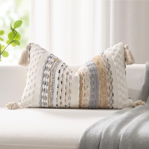 Kevin Textile Boho Tufted 12x24 Inch Lumbar Pillow Cover 1 Pack by KevinTextile